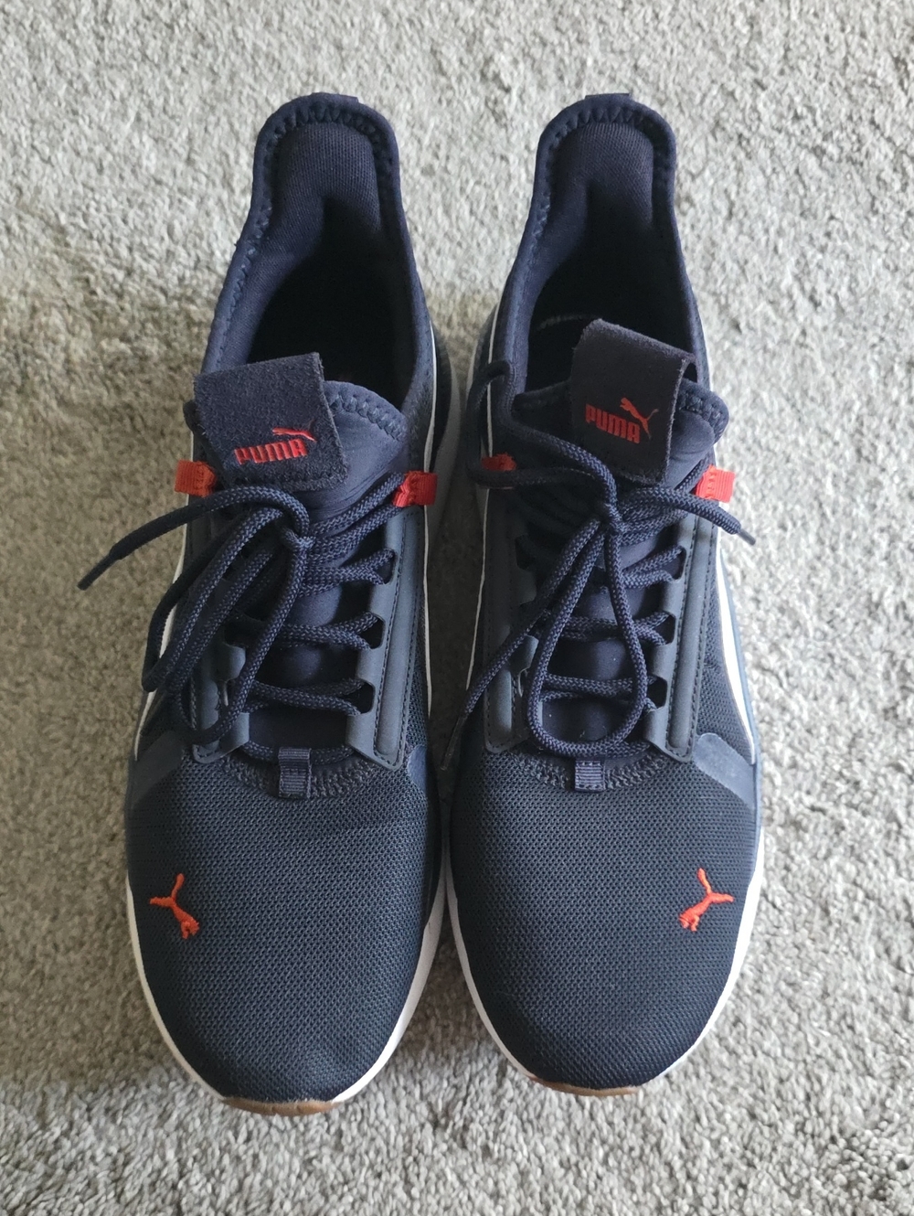 Puma Navy Sneakers with Orange Logo Accents
